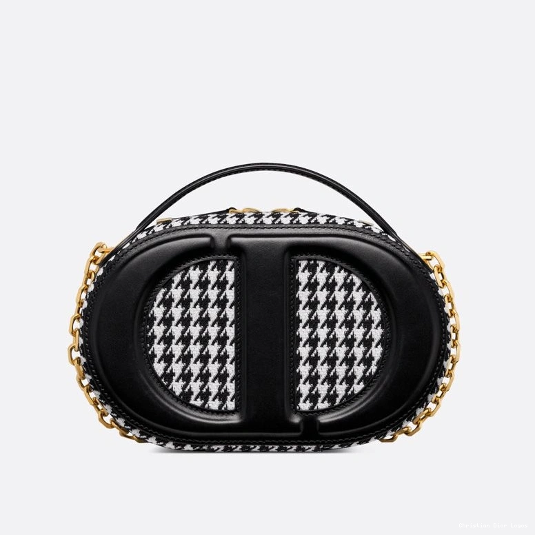 Cheap Houndstooth Oval Camera Dior Bag Cotton Motif CD Black Signature 0802 Luxury